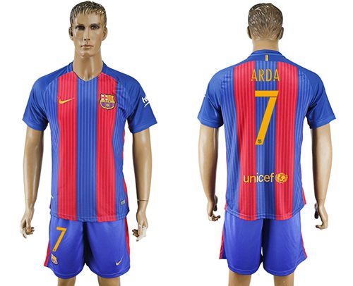 Barcelona #7 Arda Home With Blue Shorts Soccer Club Jersey